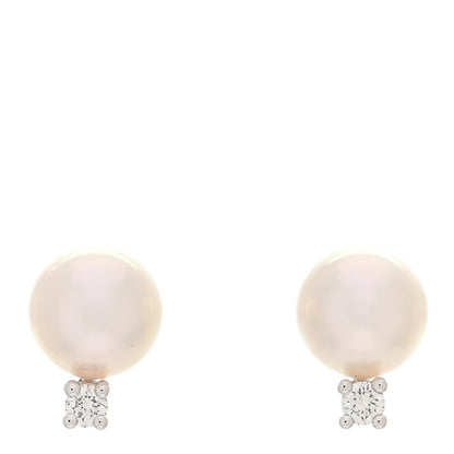 Mikimoto 18K White Gold Diamond Akoya Pearl 6-6.5mm Stud Earrings 1 of 5