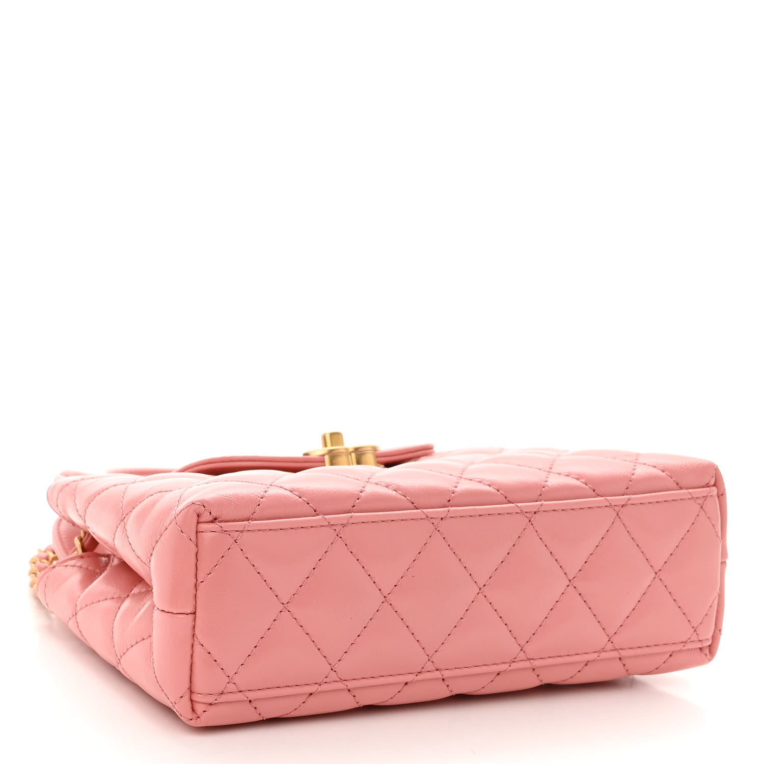 Chanel Shiny Aged Calfskin Quilted Nano Kelly Shopper Coral Pink 4 of 11