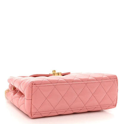 Chanel Shiny Aged Calfskin Quilted Nano Kelly Shopper Coral Pink 4 of 11