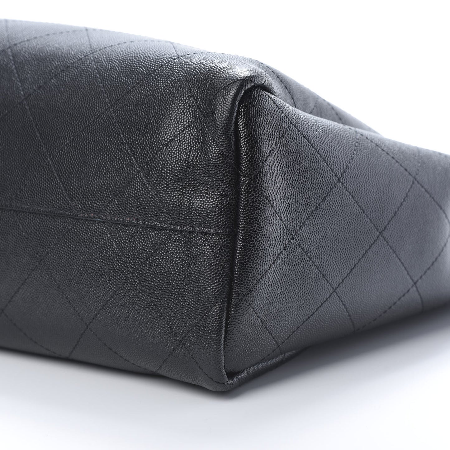 Caviar Stitched Large Shopping Tote Black