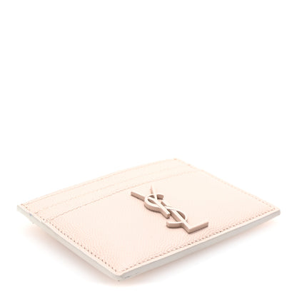 Saint Laurent Grain De Poudre Monogram Credit Card Case Rose 4 of 8