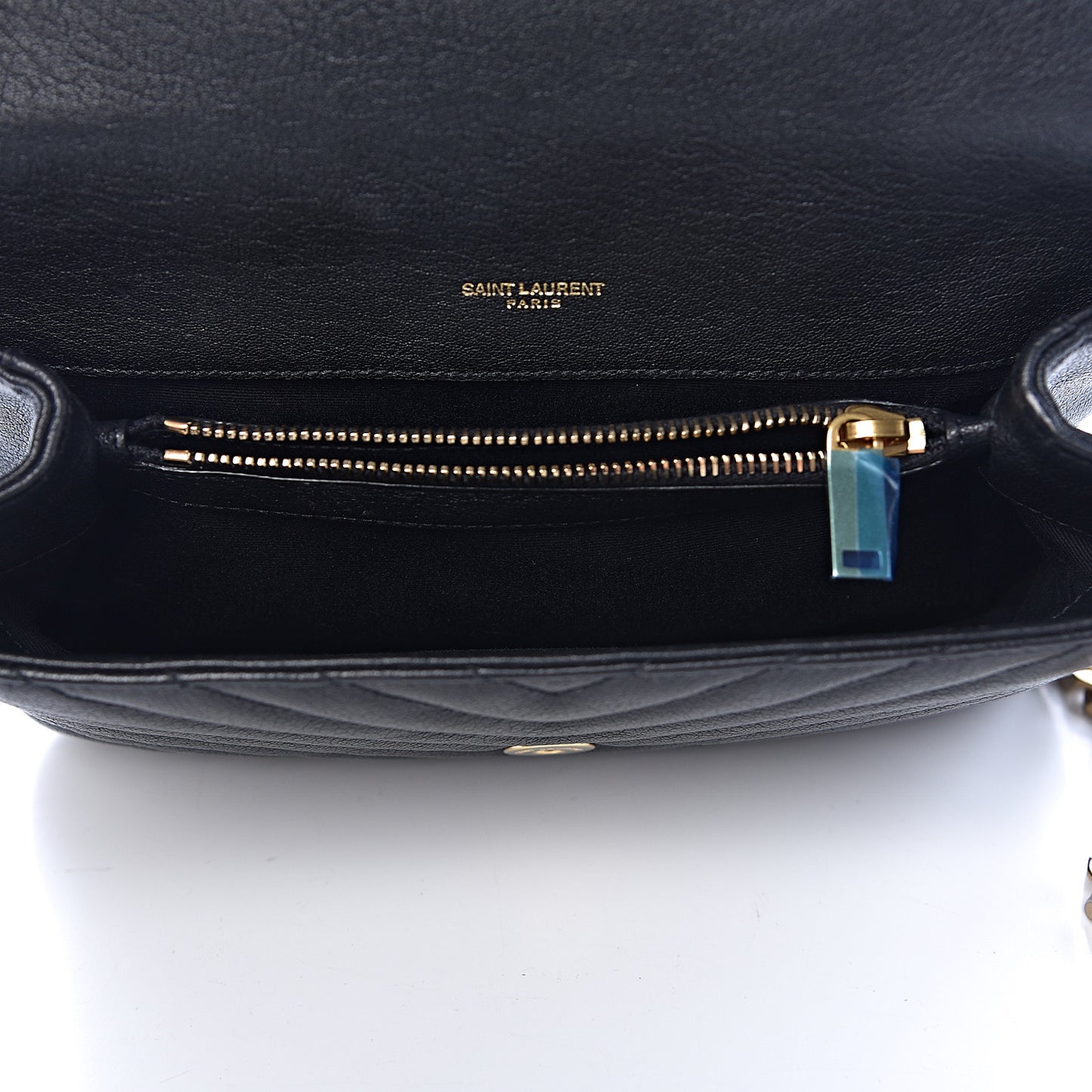 Sheepskin Matelasse Chevron Monogram Medium College Bag Black
