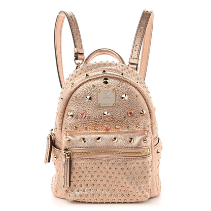 MCM Metallic Calfskin Stud X-Mini Stark Bebe Boo Backpack Champagne Gold 1 of 11