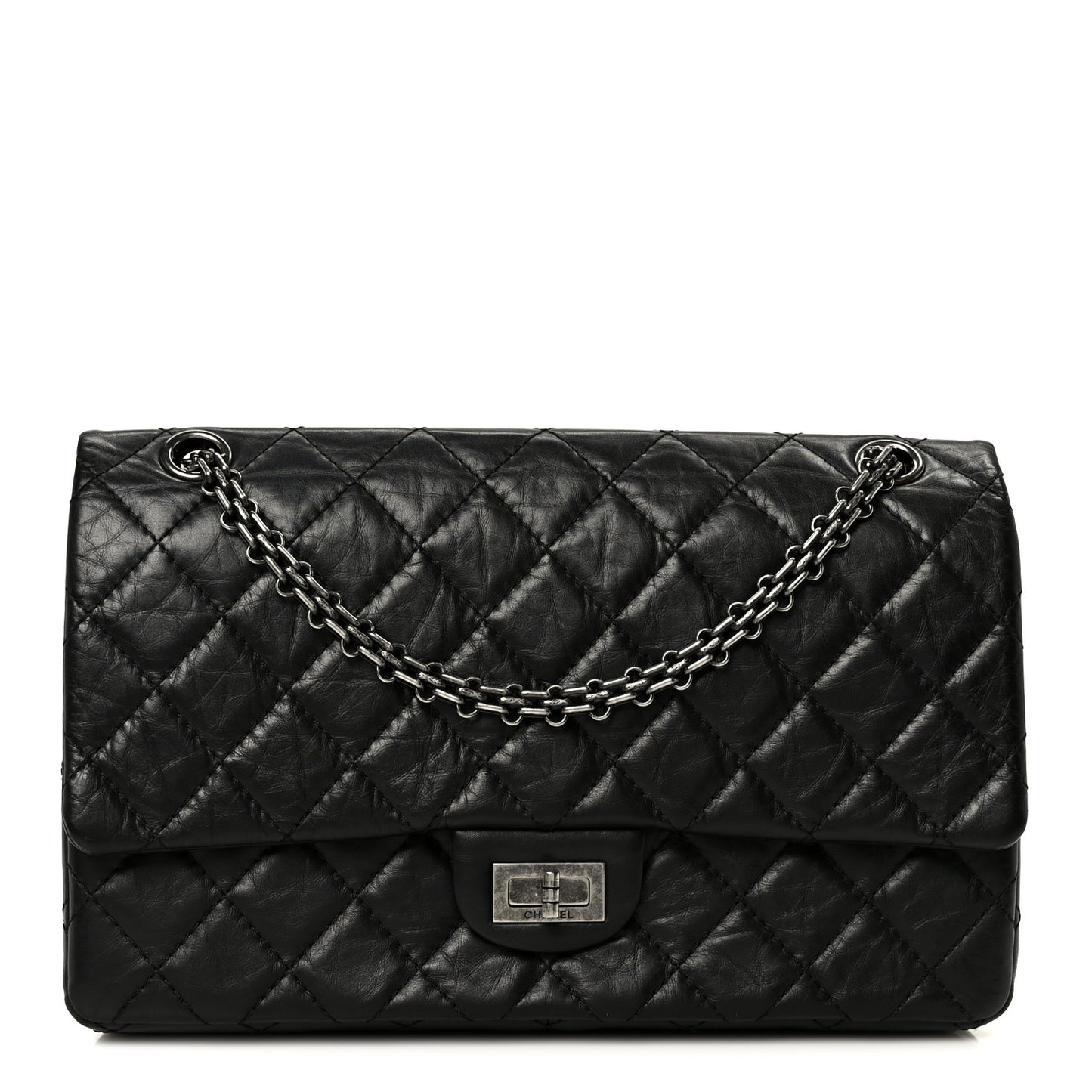 Aged Calfskin Quilted 2.55 Reissue 226 Flap Black