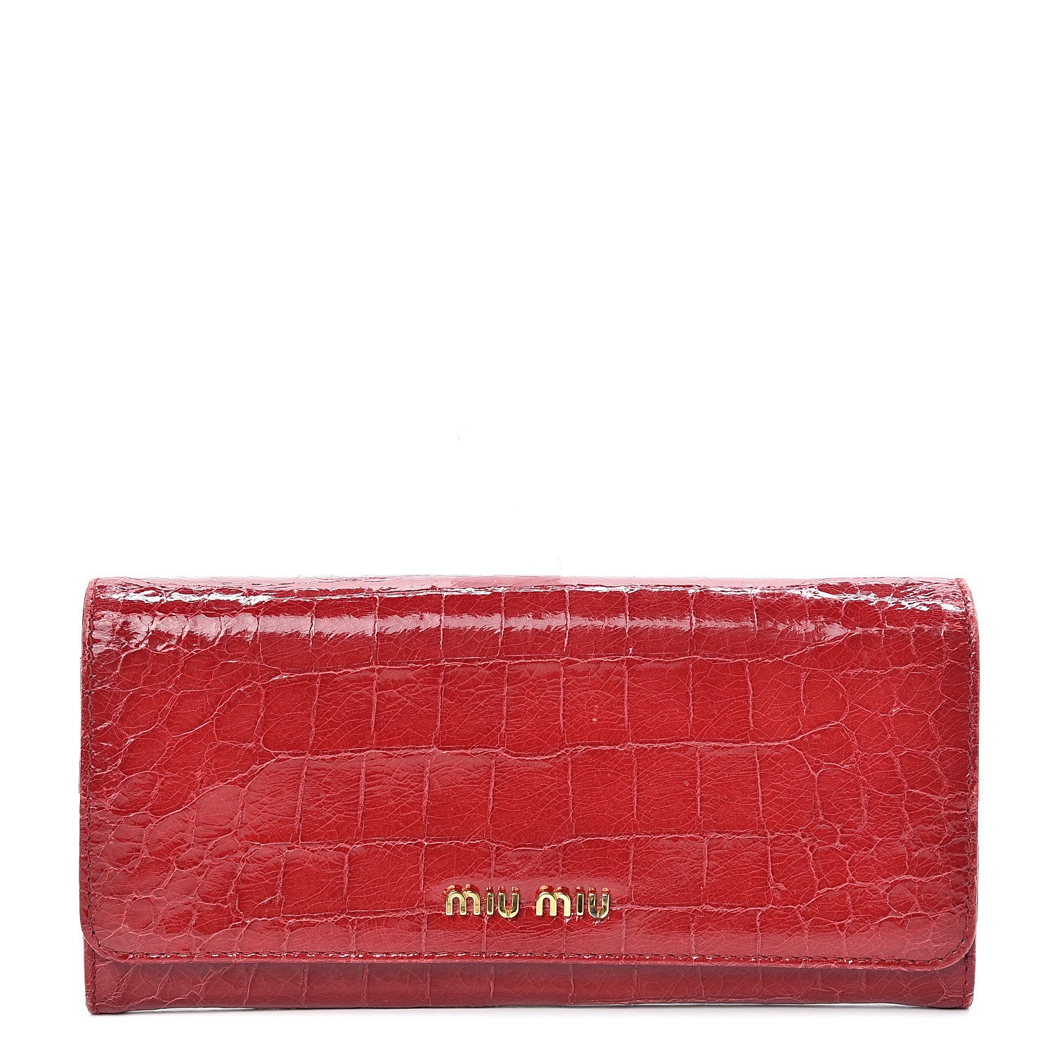 Miu Miu Embossed Crocodile Lux Continental Wallet Rubino 1 of 13