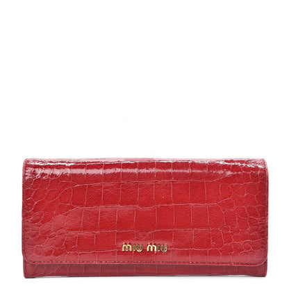 Miu Miu Embossed Crocodile Lux Continental Wallet Rubino 1 of 13