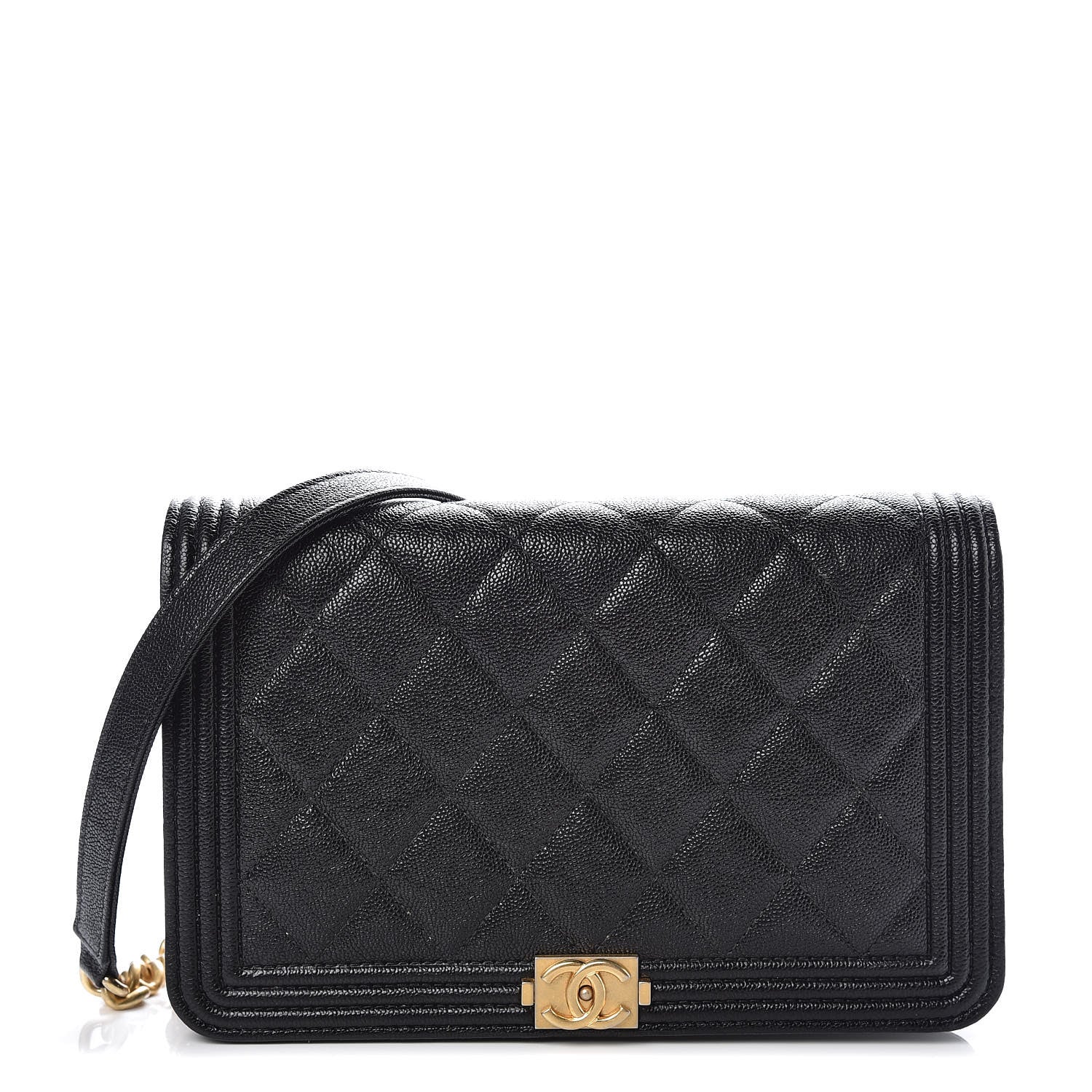 Chanel Caviar Quilted Boy Wallet On Chain WOC Black 1 of 11