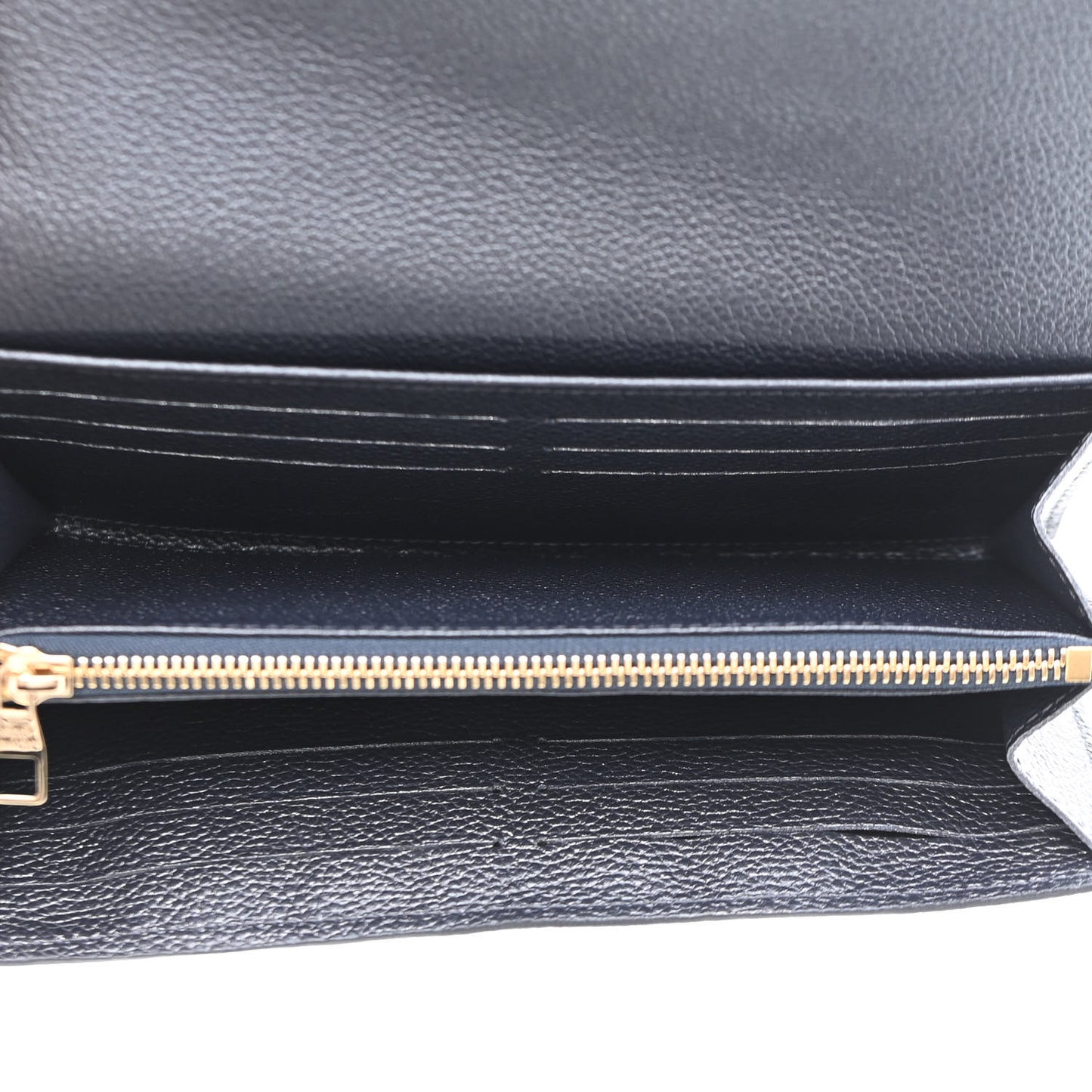 Metallic Empreinte Monogram Crystal Flower Sarah Wallet Navy Blue