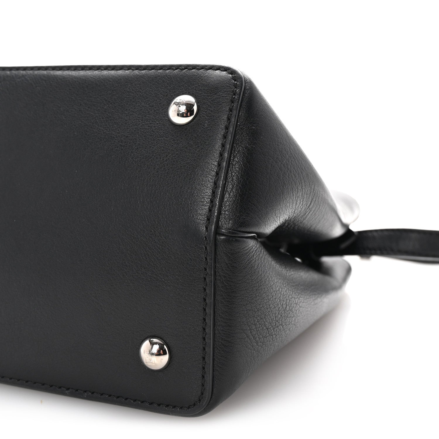 Fendi Vitello Dolce Elaphe Petite 2Jours Tote Black Polvere 9 of 9