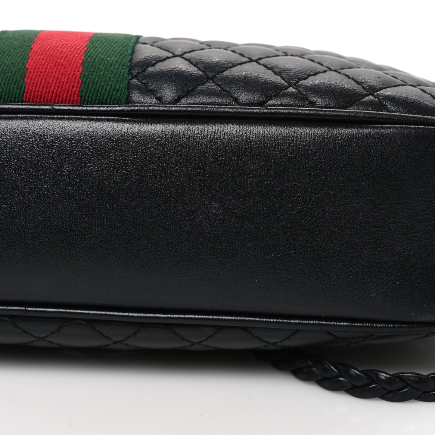 Calfskin Web Trapuntata Small GG Shoulder Bag Black