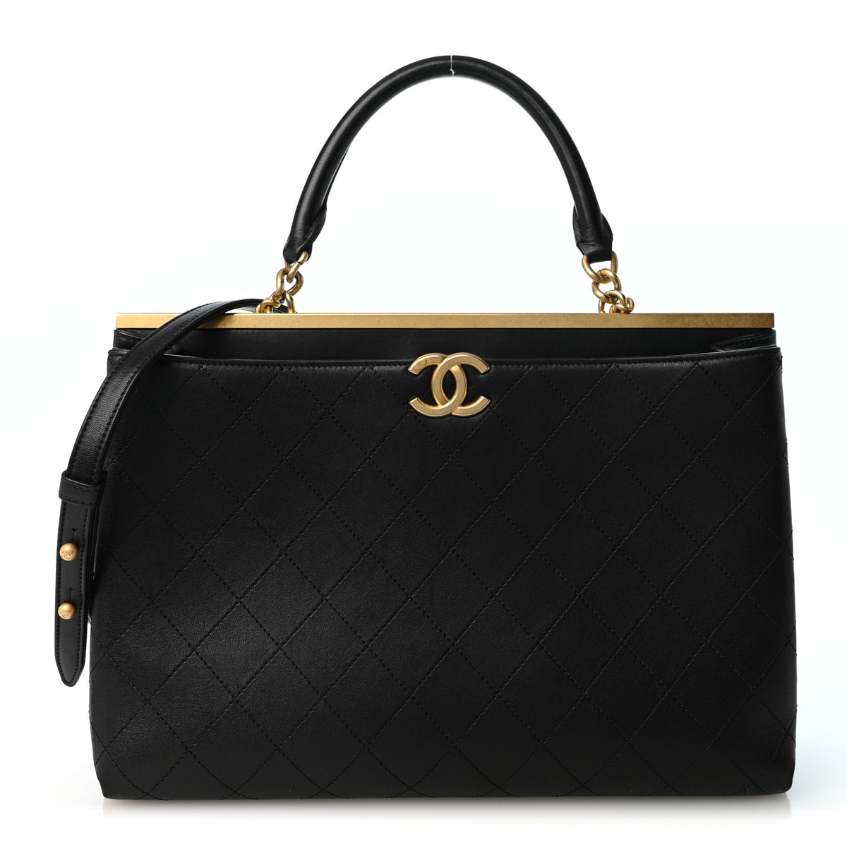 Chanel Lambskin Stitched Large Coco Lux Shopping Tote Black 1 of 12