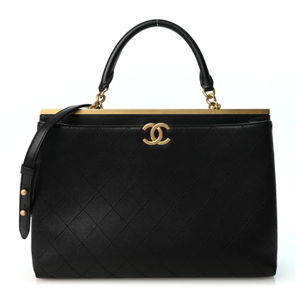Chanel Lambskin Stitched Large Coco Lux Shopping Tote Black 1 of 12