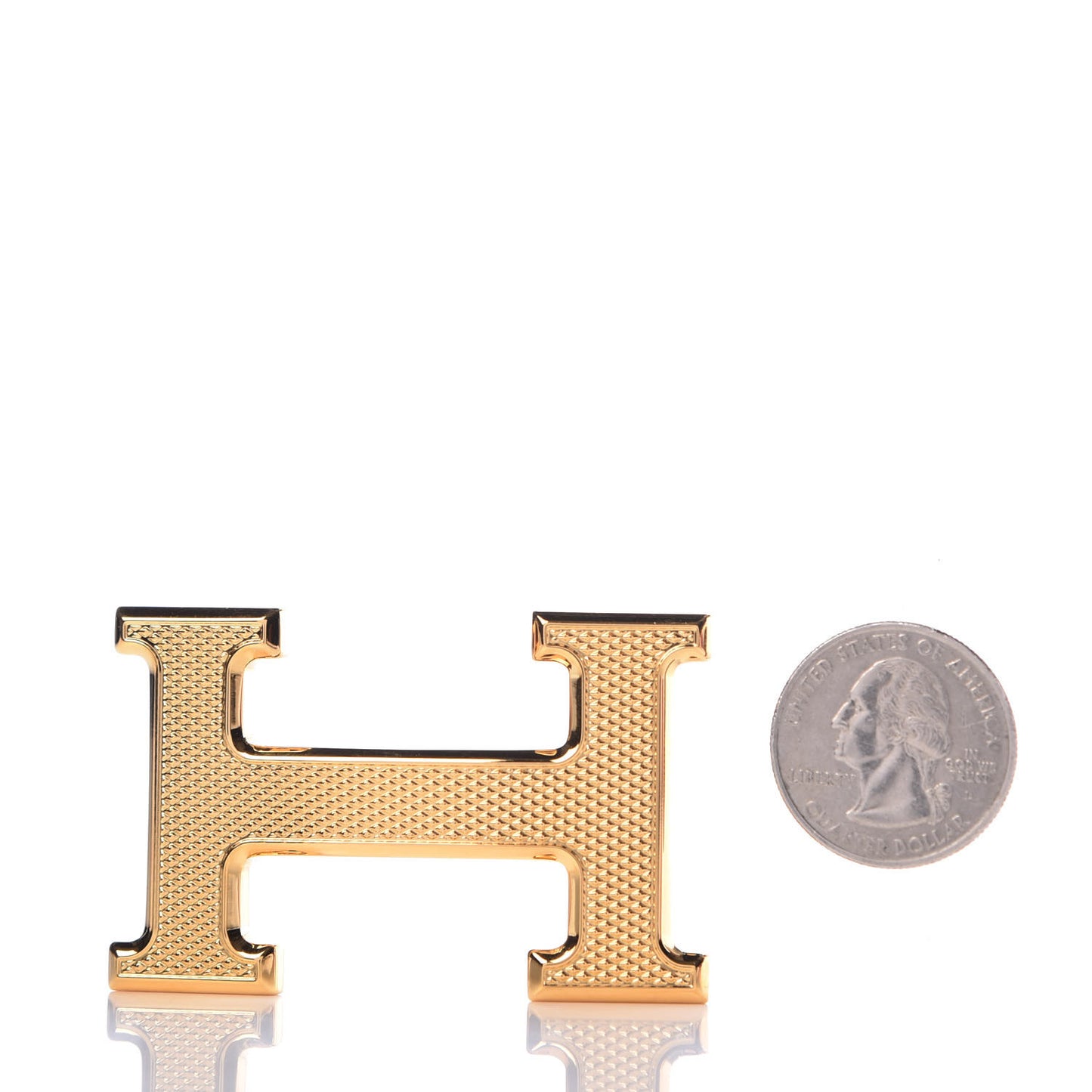 Guilloche 32mm H Belt Buckle Gold