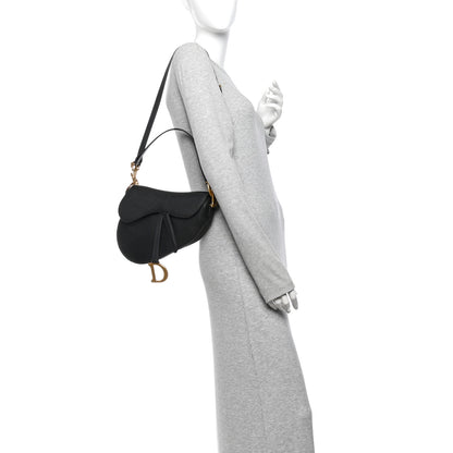Christian Dior Grained Calfskin Saddle Bag With Strap Black 3 of 10