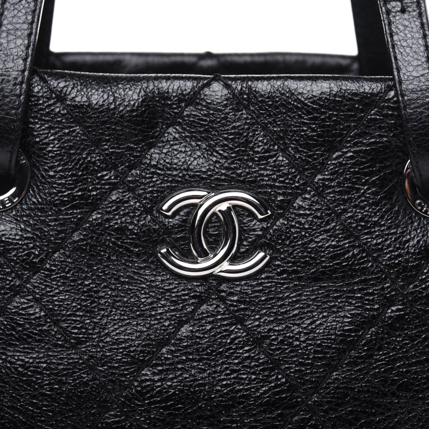 Glazed Calfskin Large On The Road Tote Black