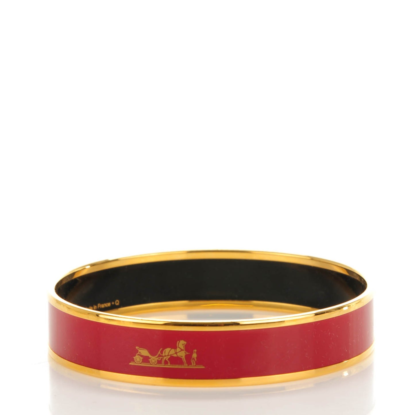 Enamel Printed Caleche Narrow Bracelet 70 Rouge H