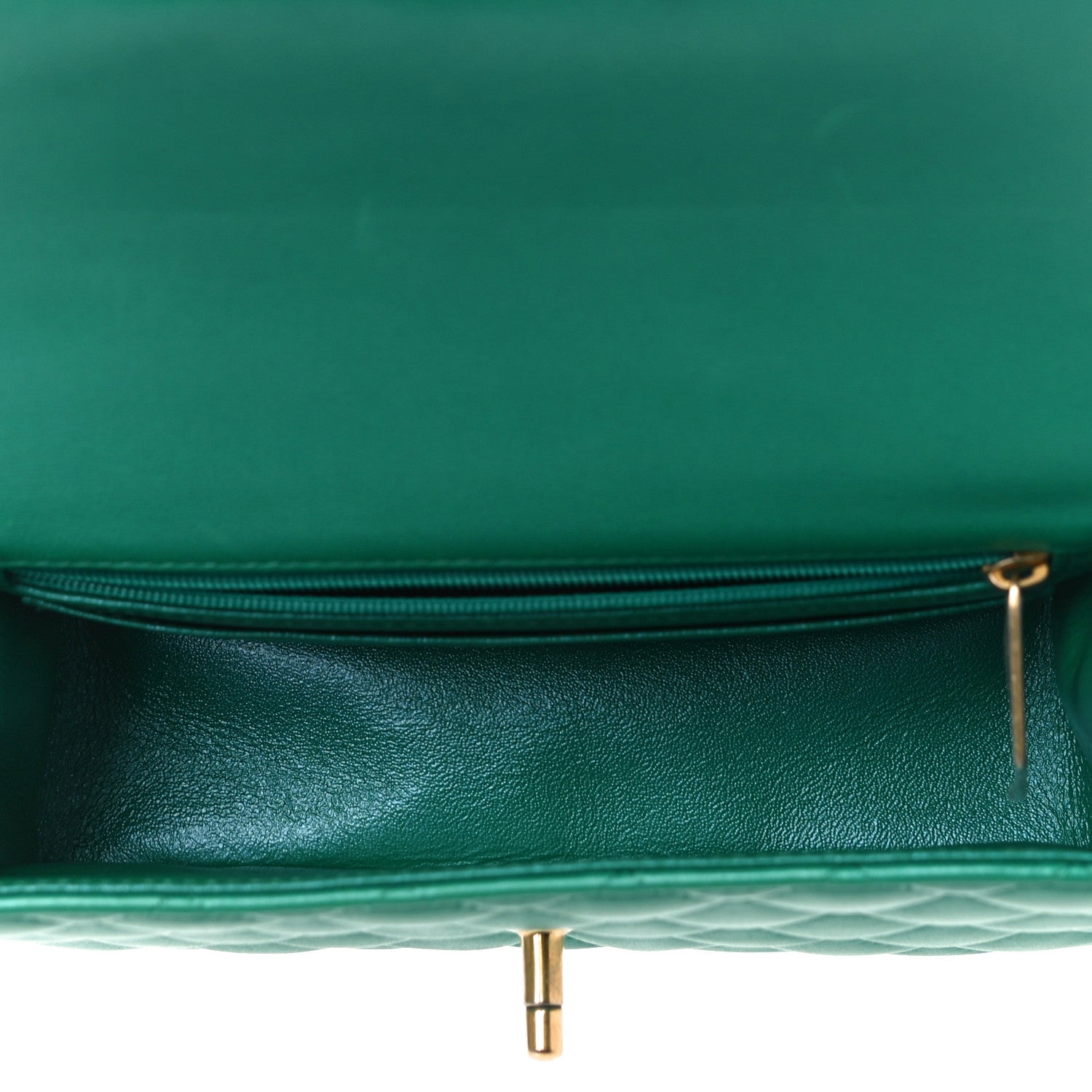 Chanel Iridescent Lambskin Quilted Mini Top Handle Rectangular Flap Green 5 of 11