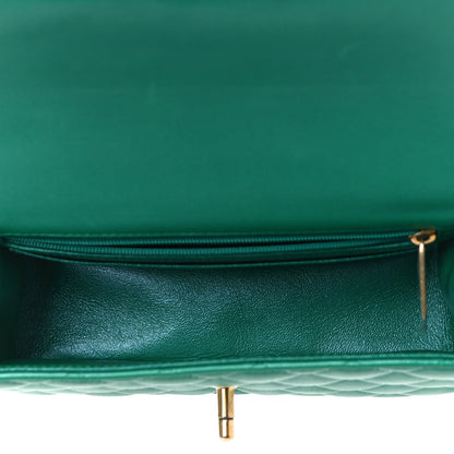 Chanel Iridescent Lambskin Quilted Mini Top Handle Rectangular Flap Green 5 of 11