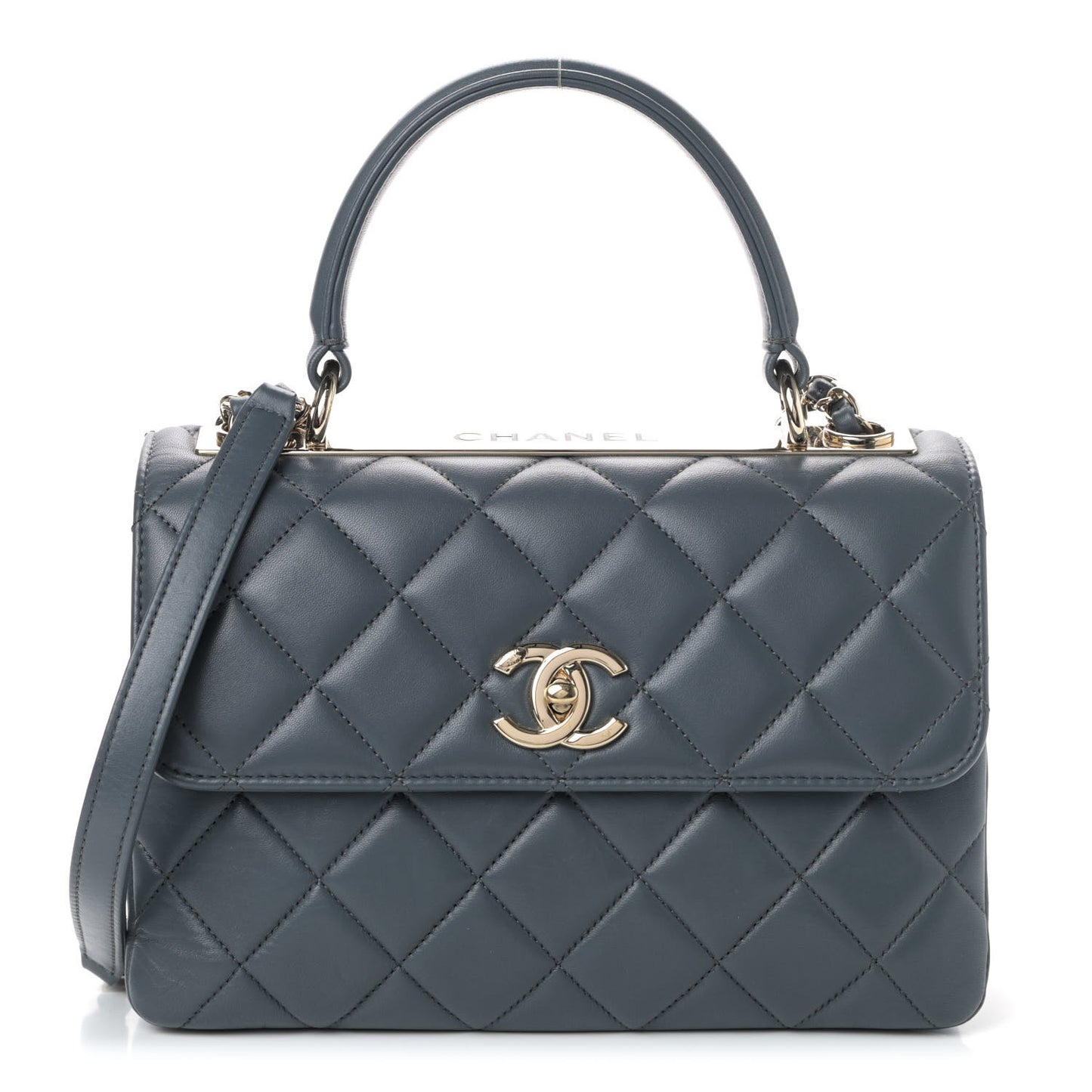 Lambskin Quilted Small Trendy CC Flap Dual Handle Bag Blue