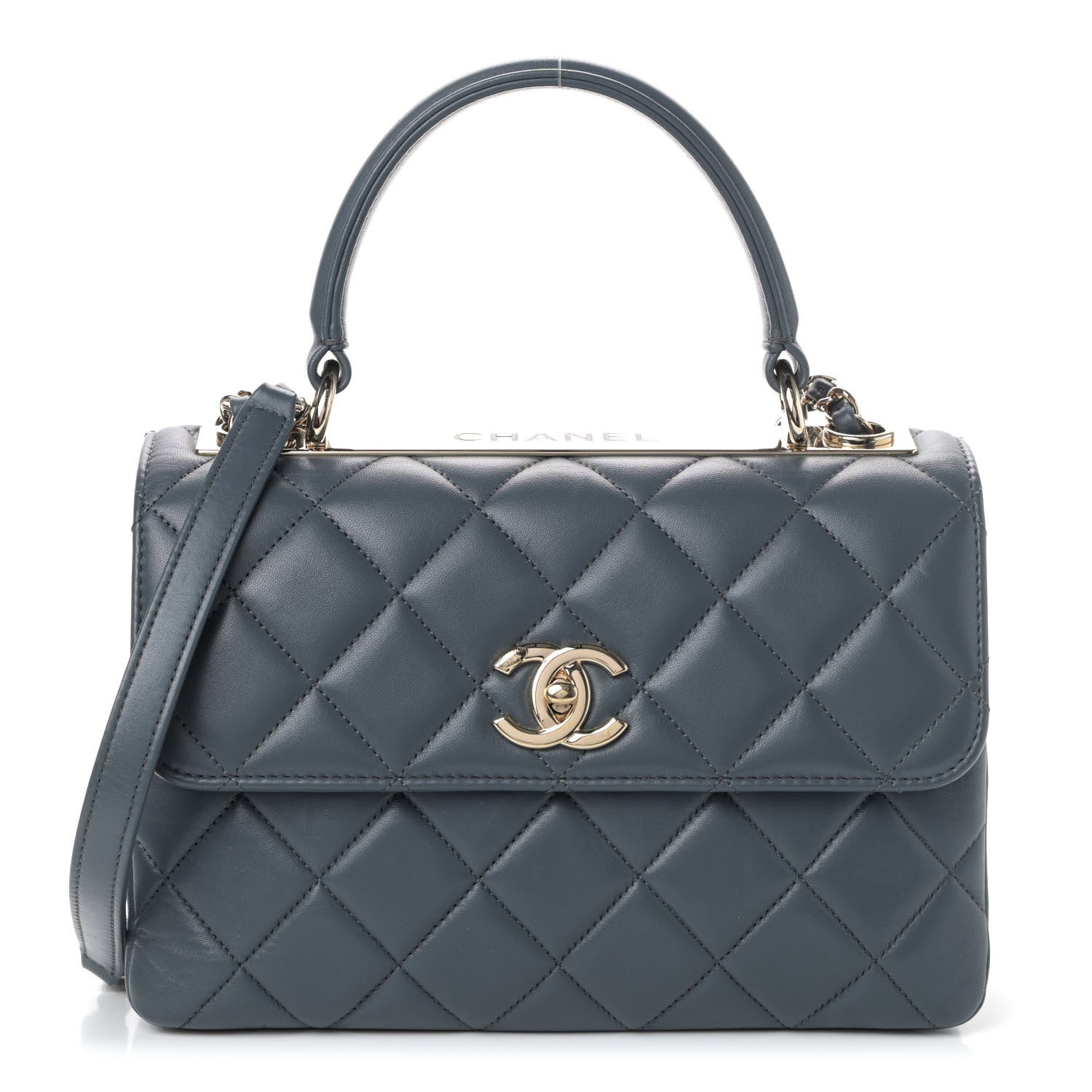 Chanel Lambskin Quilted Small Trendy CC Flap Dual Handle Bag Blue 1 of 4