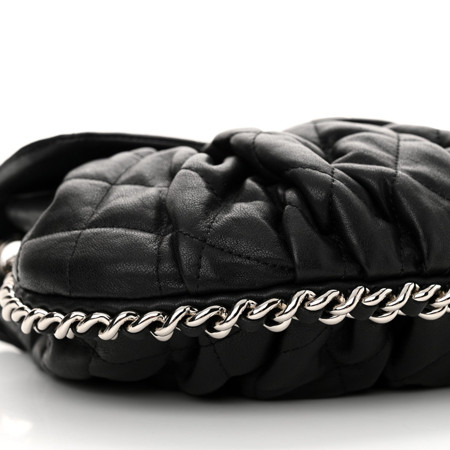 Chanel Washed Lambskin Quilted Medium Chain Around Messenger Black 9 of 11