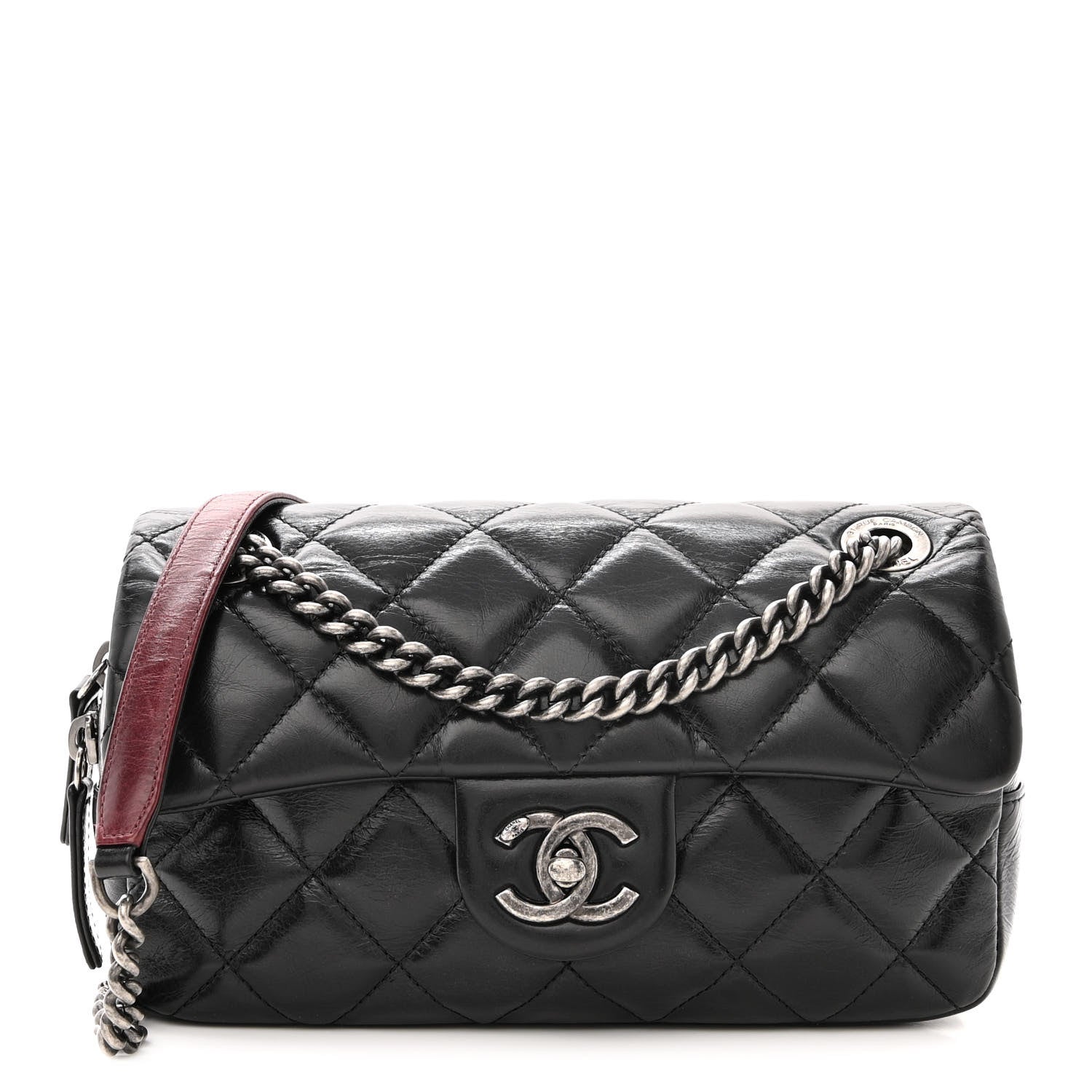 Chanel Glazed Calfskin Quilted Small Duo Color Flap Black 1 of 11