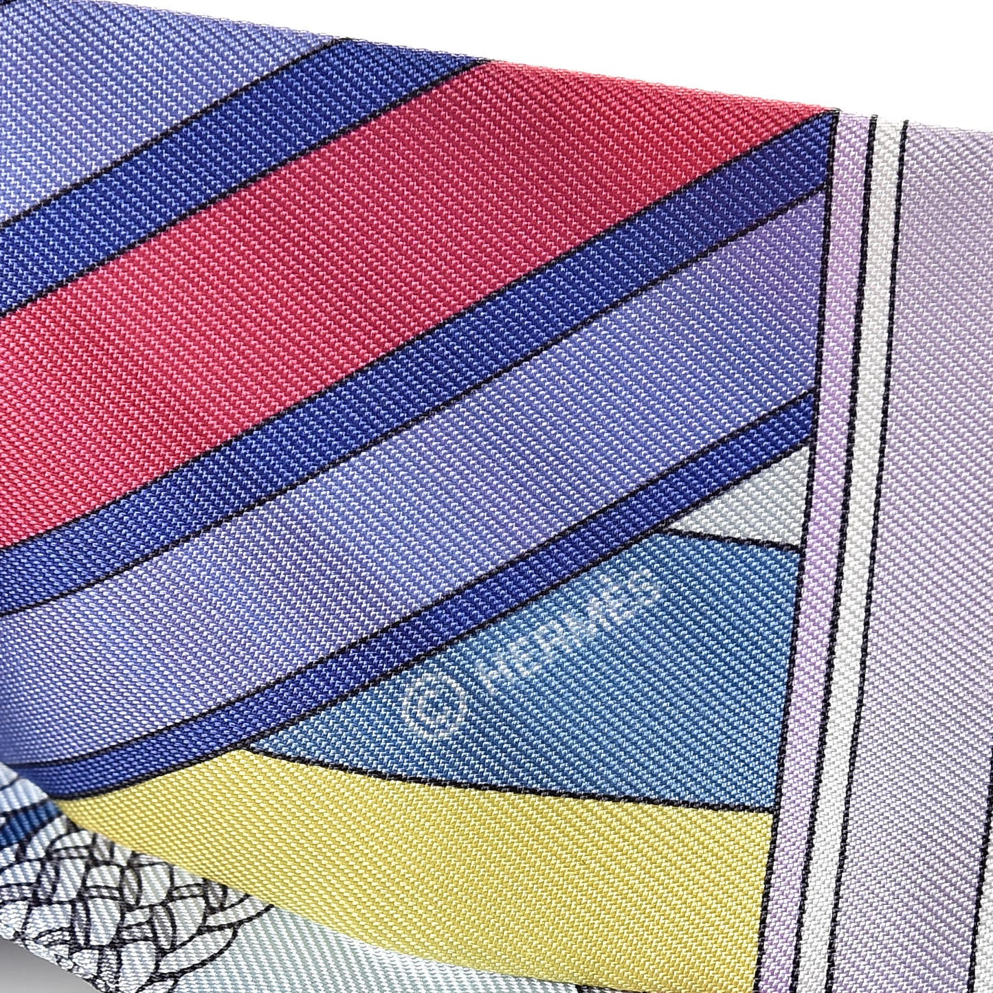 Silk Sangles En Zigzag Twilly Bleu Mauve Jaune