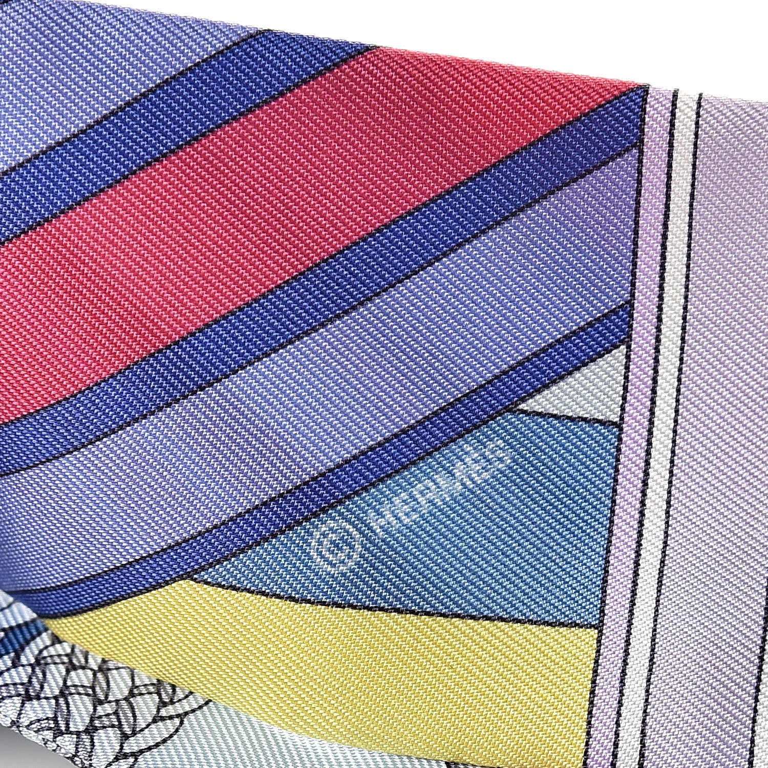 Hermes Silk Sangles En Zigzag Twilly Bleu Mauve Jaune 5 of 5