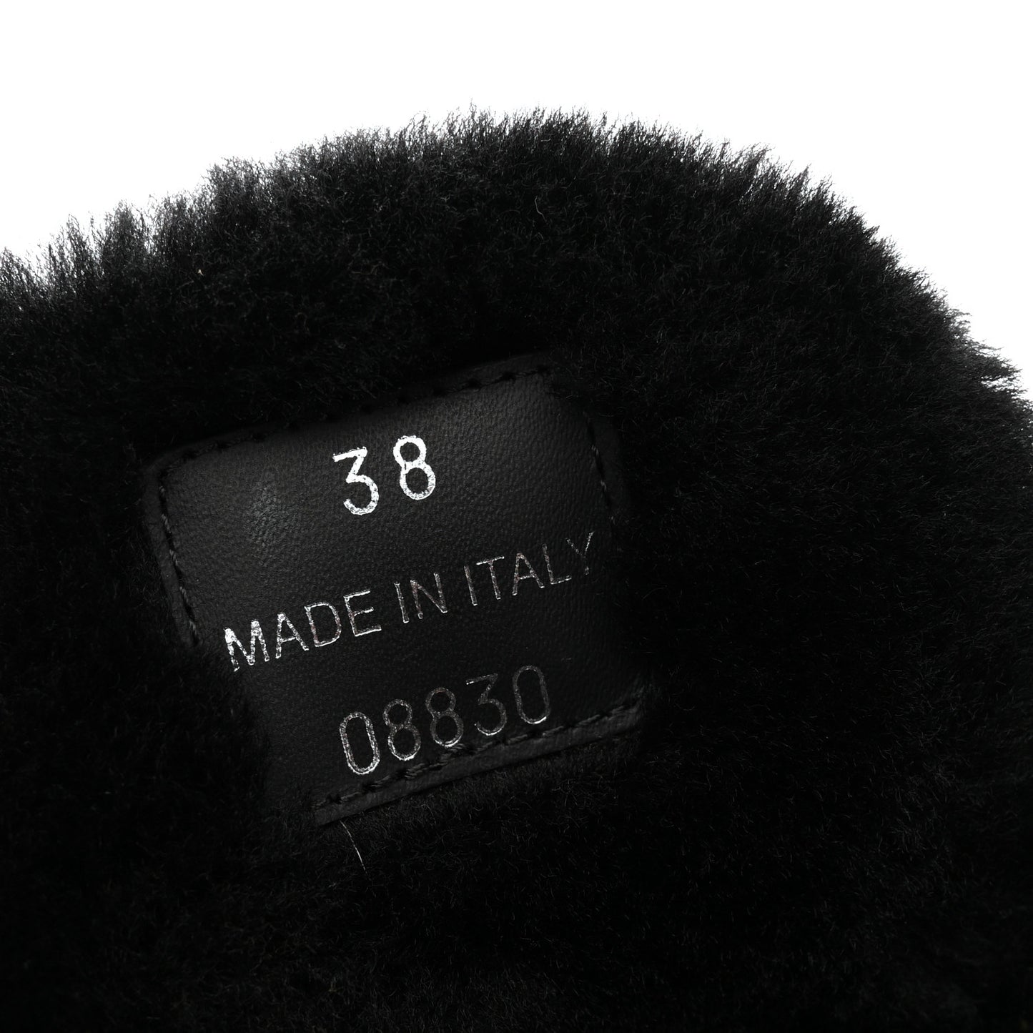 Nappa Shearling Soft Padded Metal Triangle Logo Lug Sole 20mm Mules 38 Black