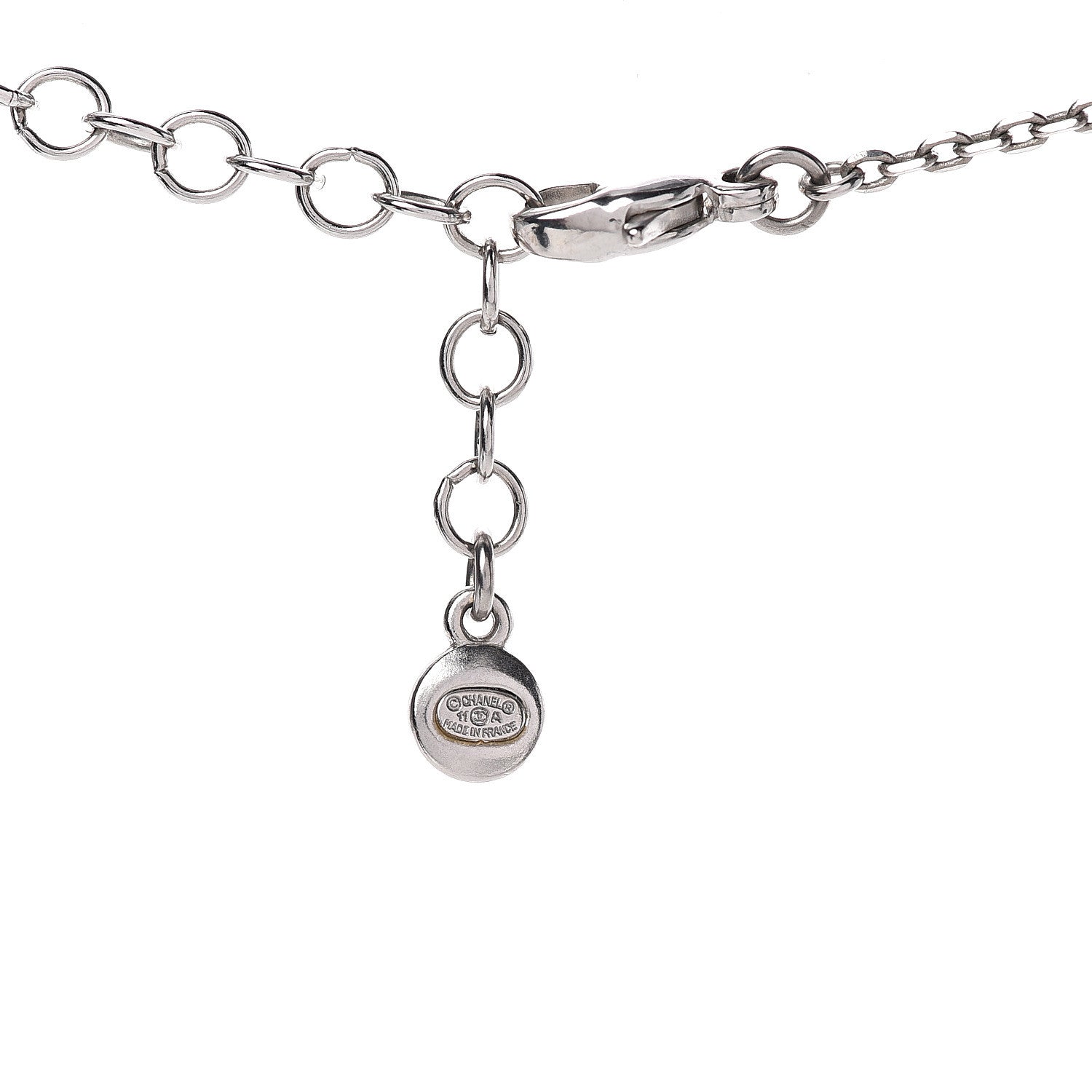 Chanel Crystal Glitter Enamel CC Star Drop Necklace Silver 4 of 4