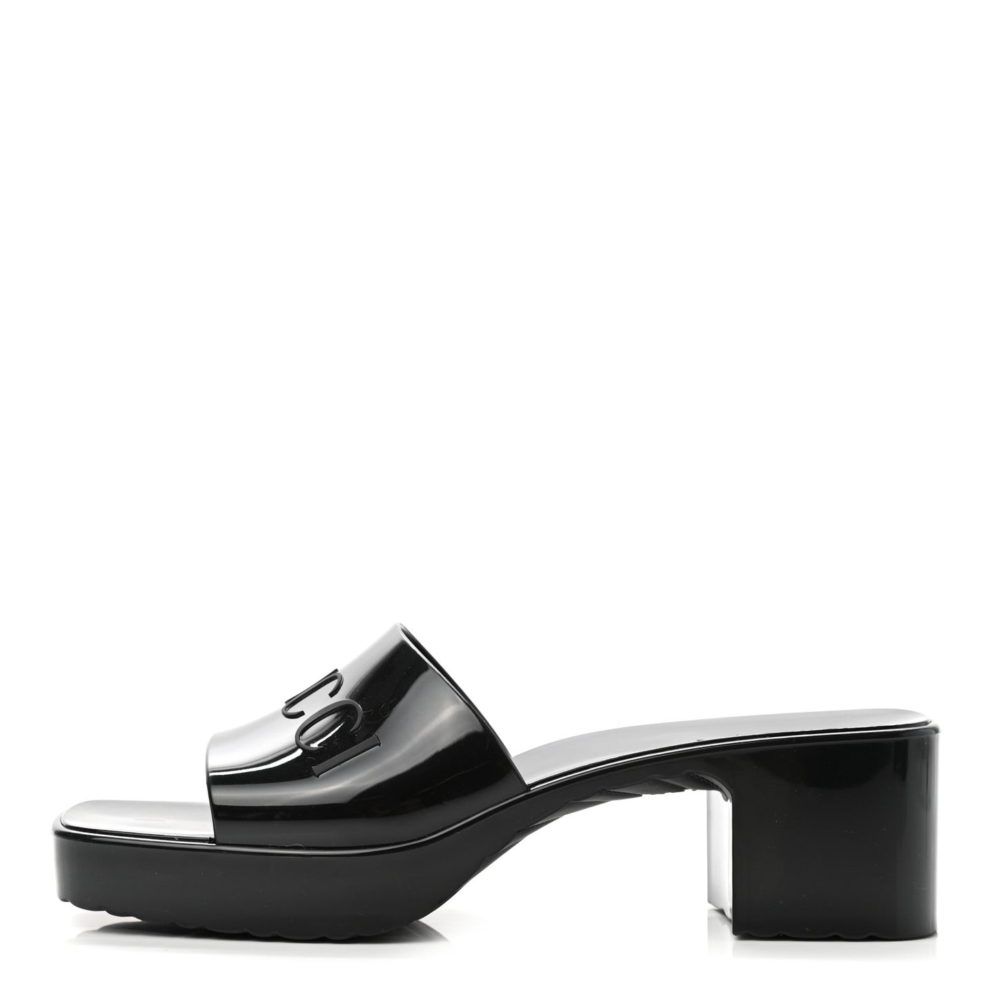 Rubber Gucci Logo Womens Platform 20/60mm Slide Sandals 39 Black