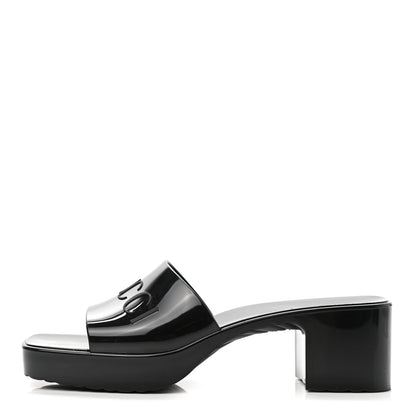 Gucci Rubber Gucci Logo Womens Platform 20/60mm Slide Sandals 39 Black 1 of 9
