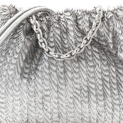Loewe Metallic Nappa Calfskin Fringed Medium Chain Flamenco Knot Purse Silver 8 of 12
