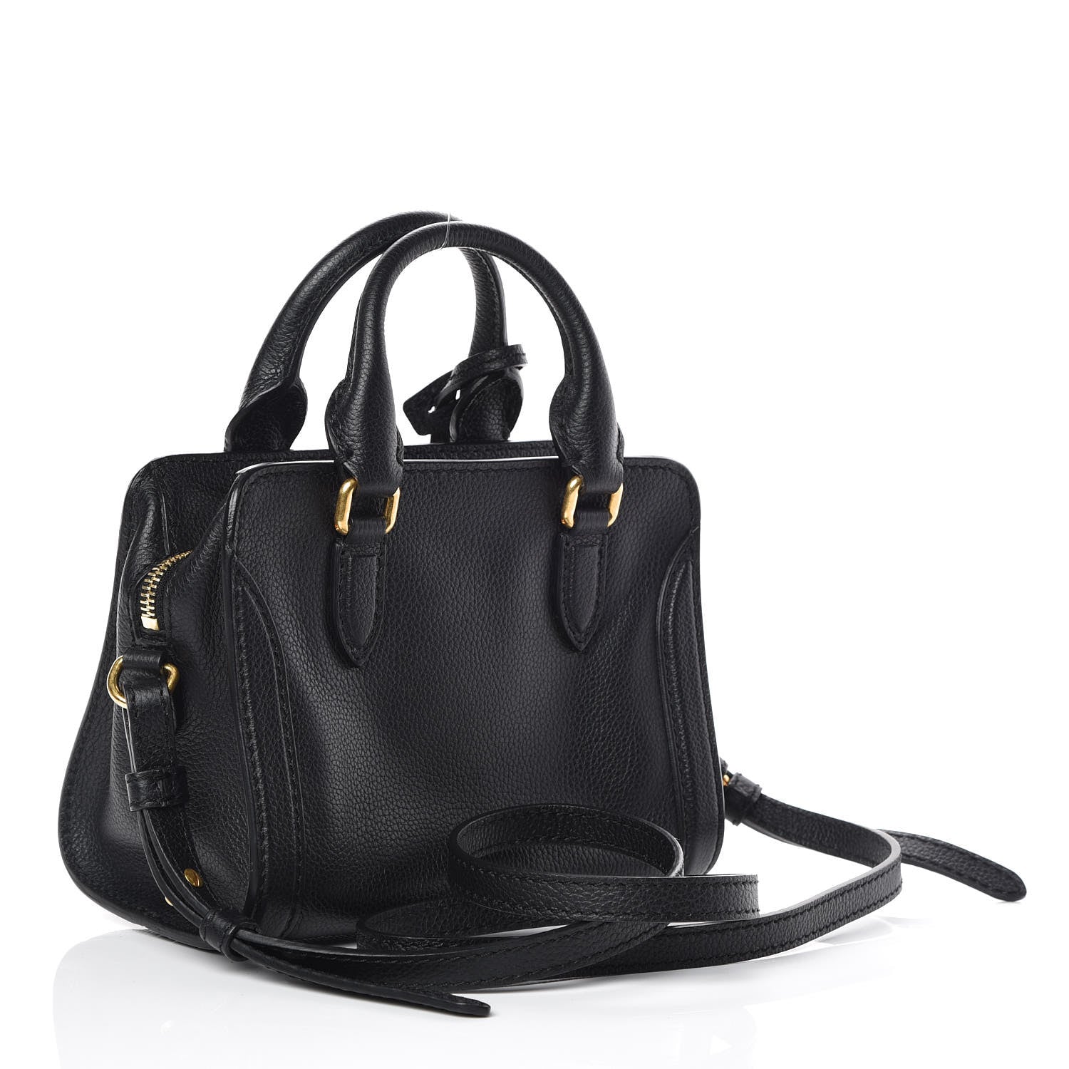 Alexander McQueen Pebbled Calfskin Mini Padlock Tote Black 3 of 10