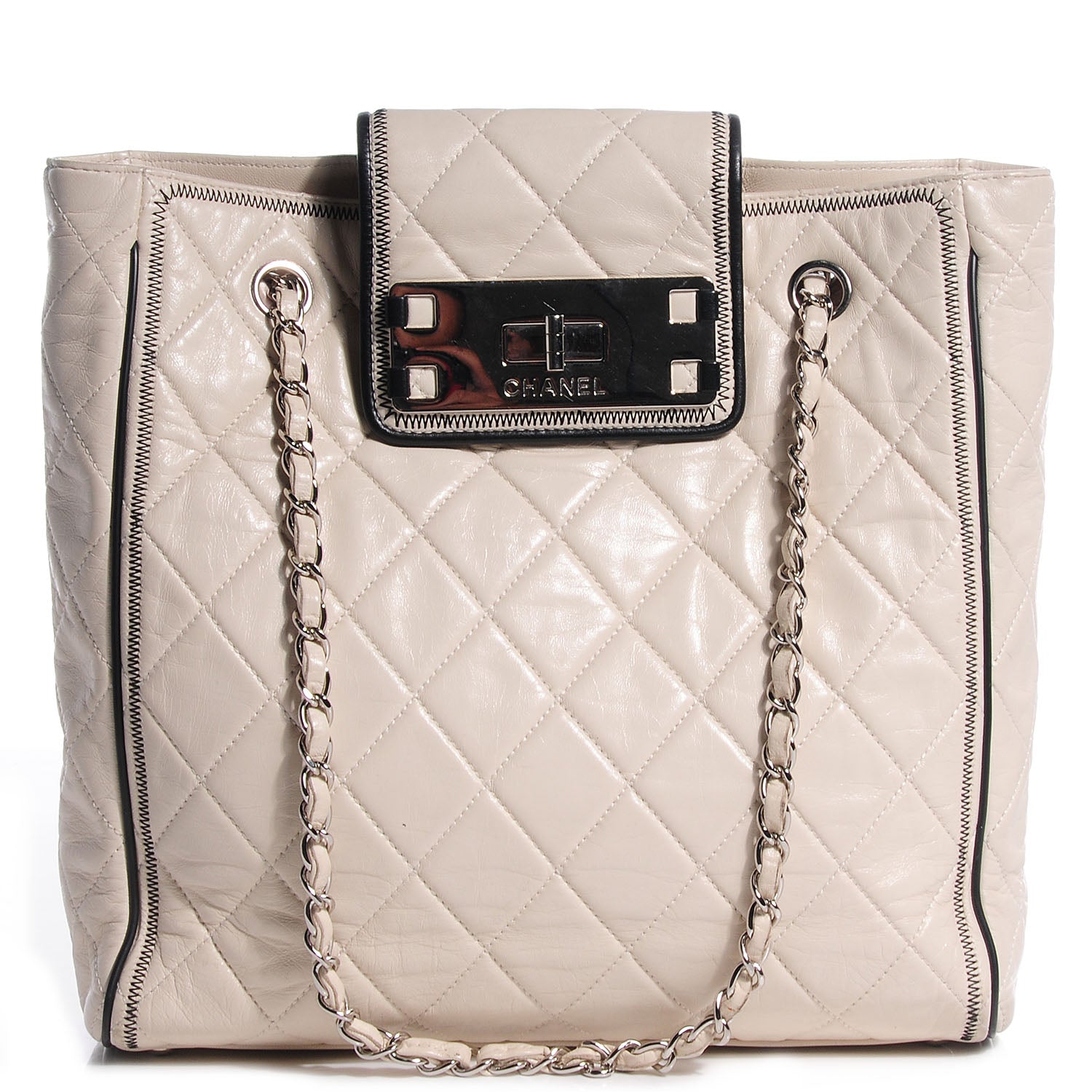 Chanel Lambskin Quilted North South Large Tote Ivory 1 of 10
