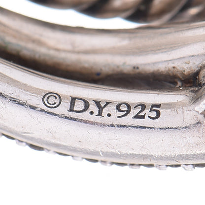 David Yurman Sterling Silver Pave Diamond 19mm Labyrinth Triple Loop Ring 51 5.75 4 of 5