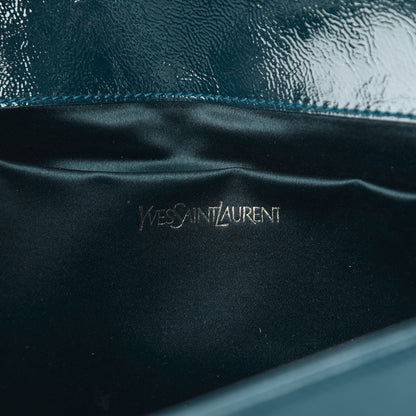 Saint Laurent Textured Patent Monogram Large Belle De Jour Clutch Green 6 of 7