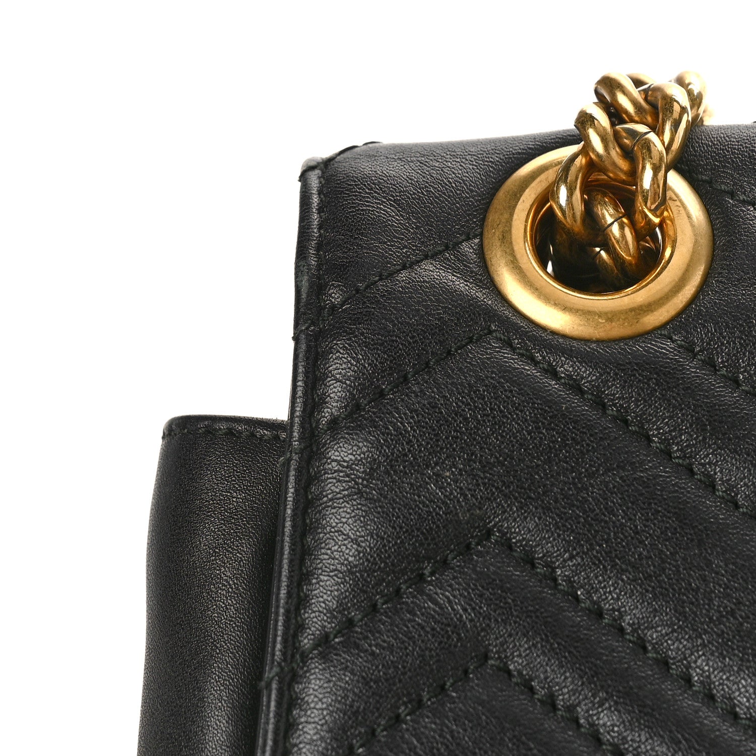 Gucci Calfskin Matelasse Medium GG Marmont Shoulder Bag Black 11 of 12