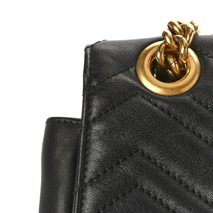 Gucci Calfskin Matelasse Medium GG Marmont Shoulder Bag Black 11 of 12