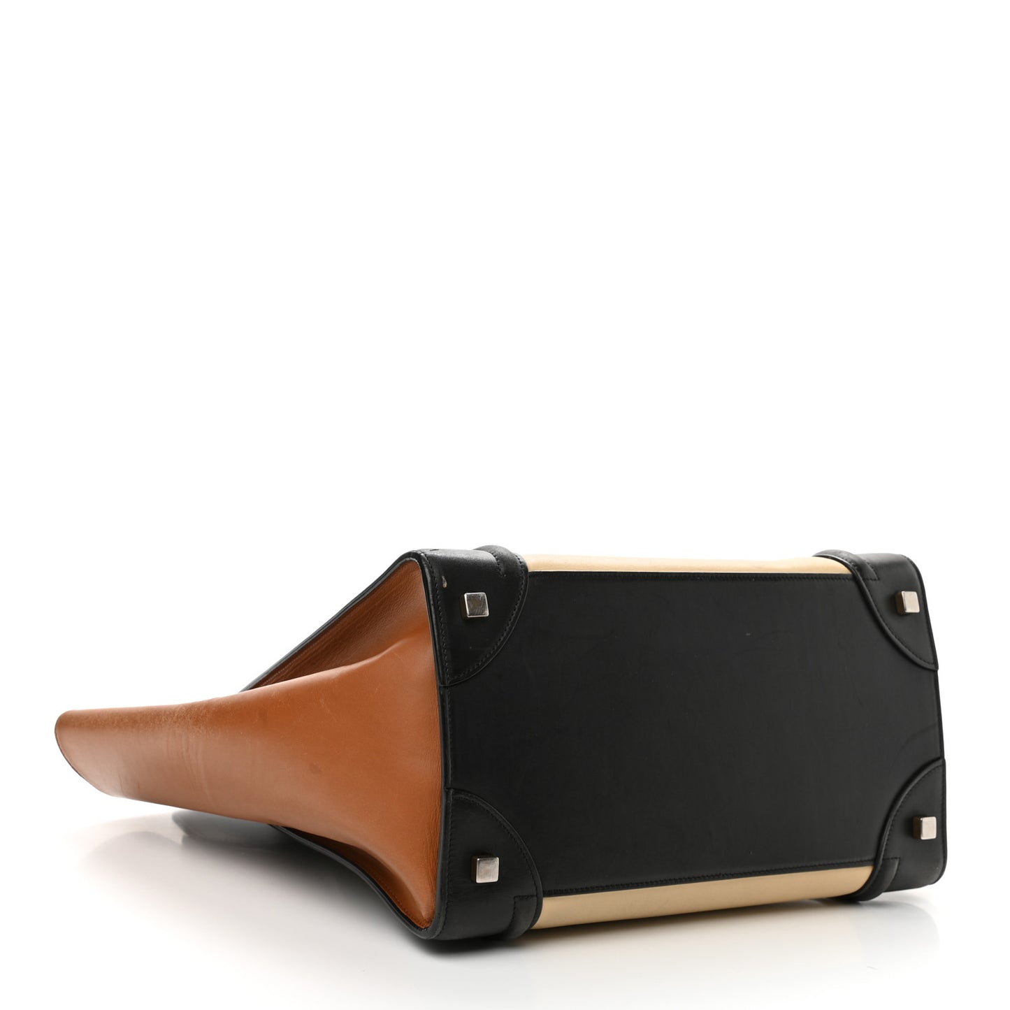 Satin Calfskin Mini Tri-Color Luggage Seashell