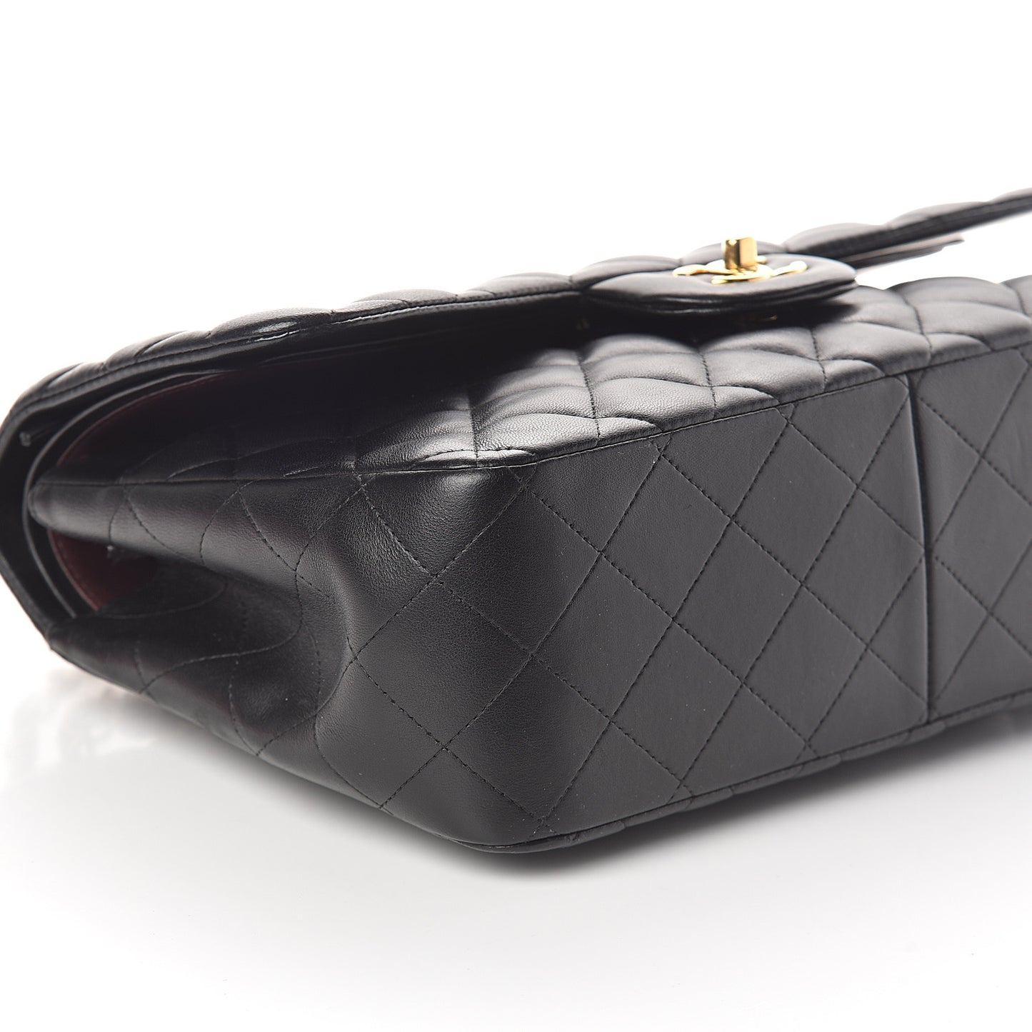 Lambskin Quilted Jumbo Double Flap Black