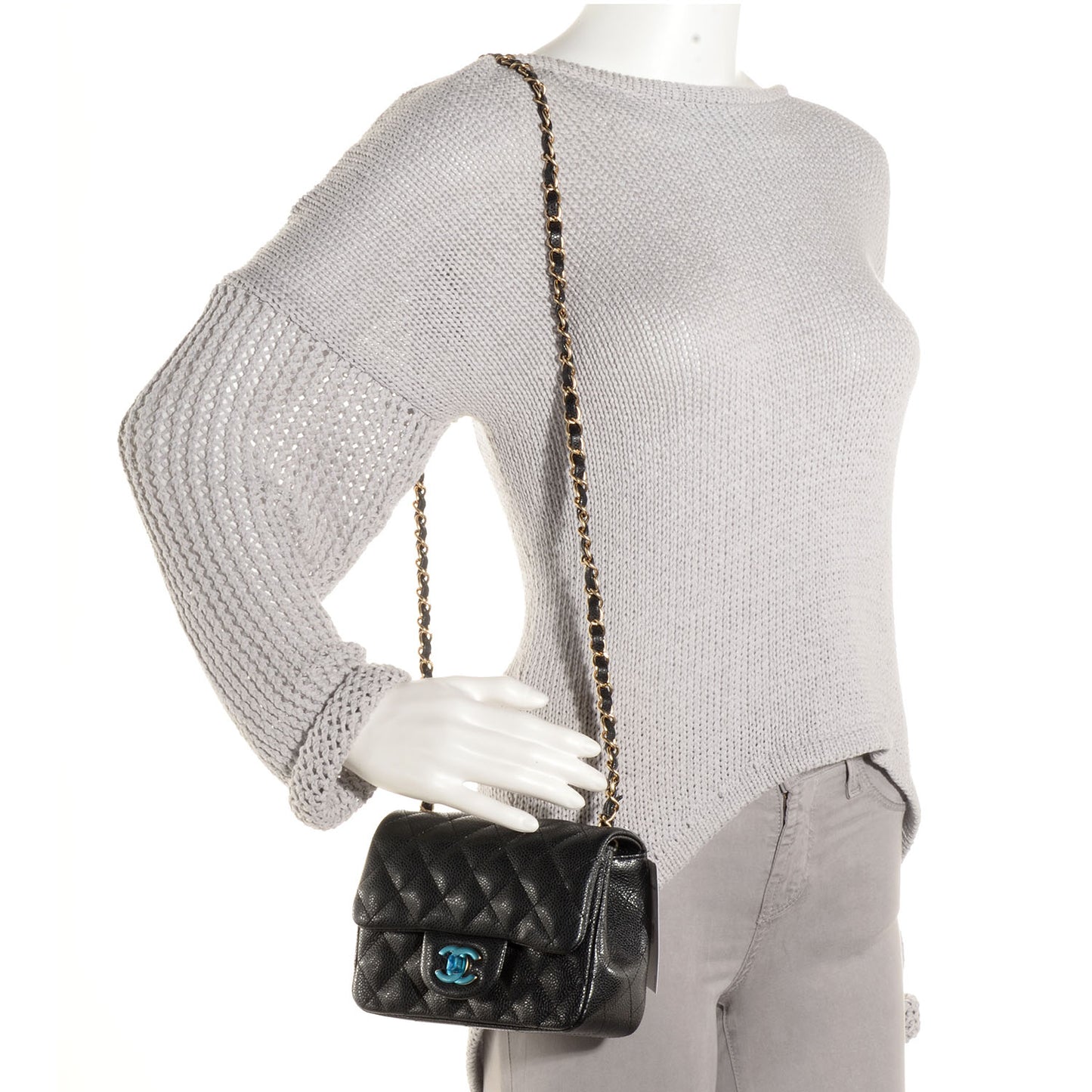 Caviar Quilted Mini Square Flap Bag Black