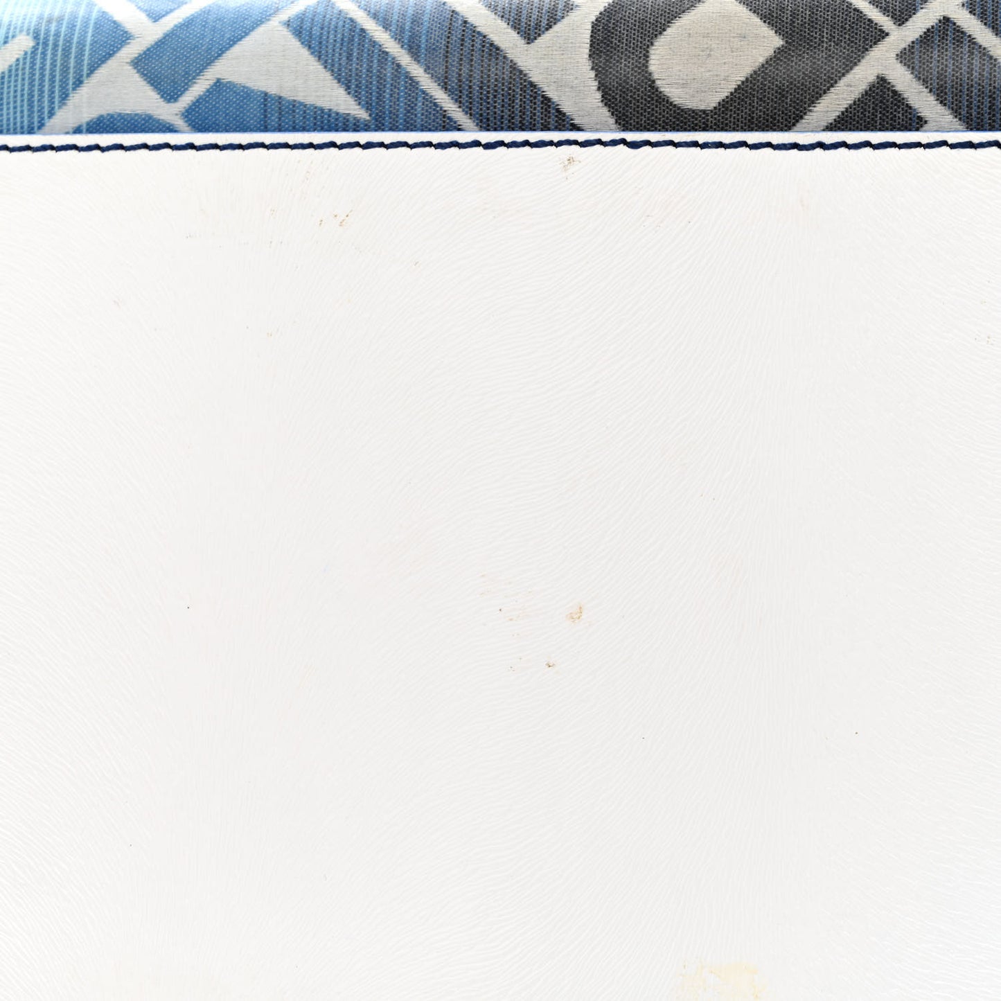 Calfskin Canvas Basket Sea Medium Tote White Blue