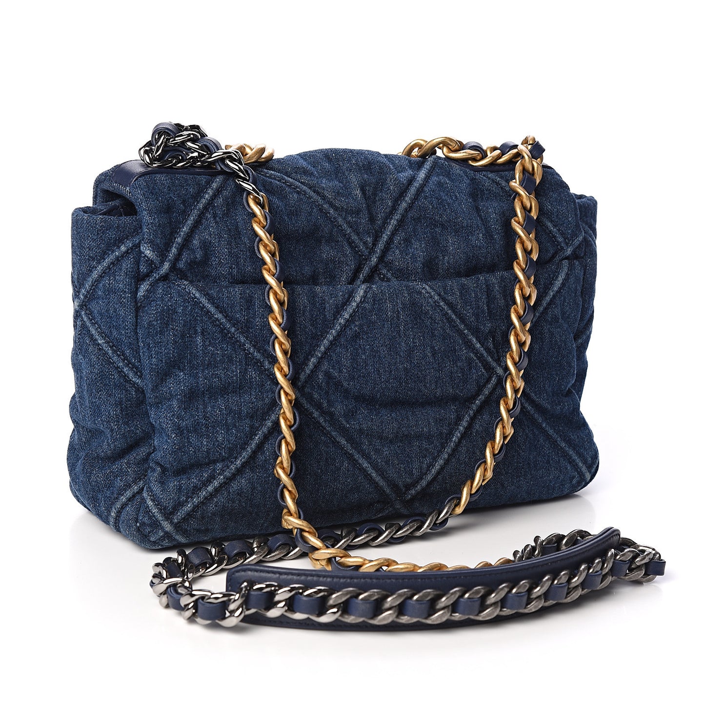 Denim Quilted Medium 19 Flap Blue