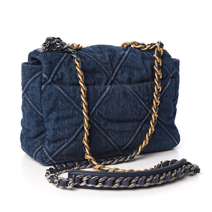 Chanel Denim Quilted Medium 19 Flap Blue 2 of 10