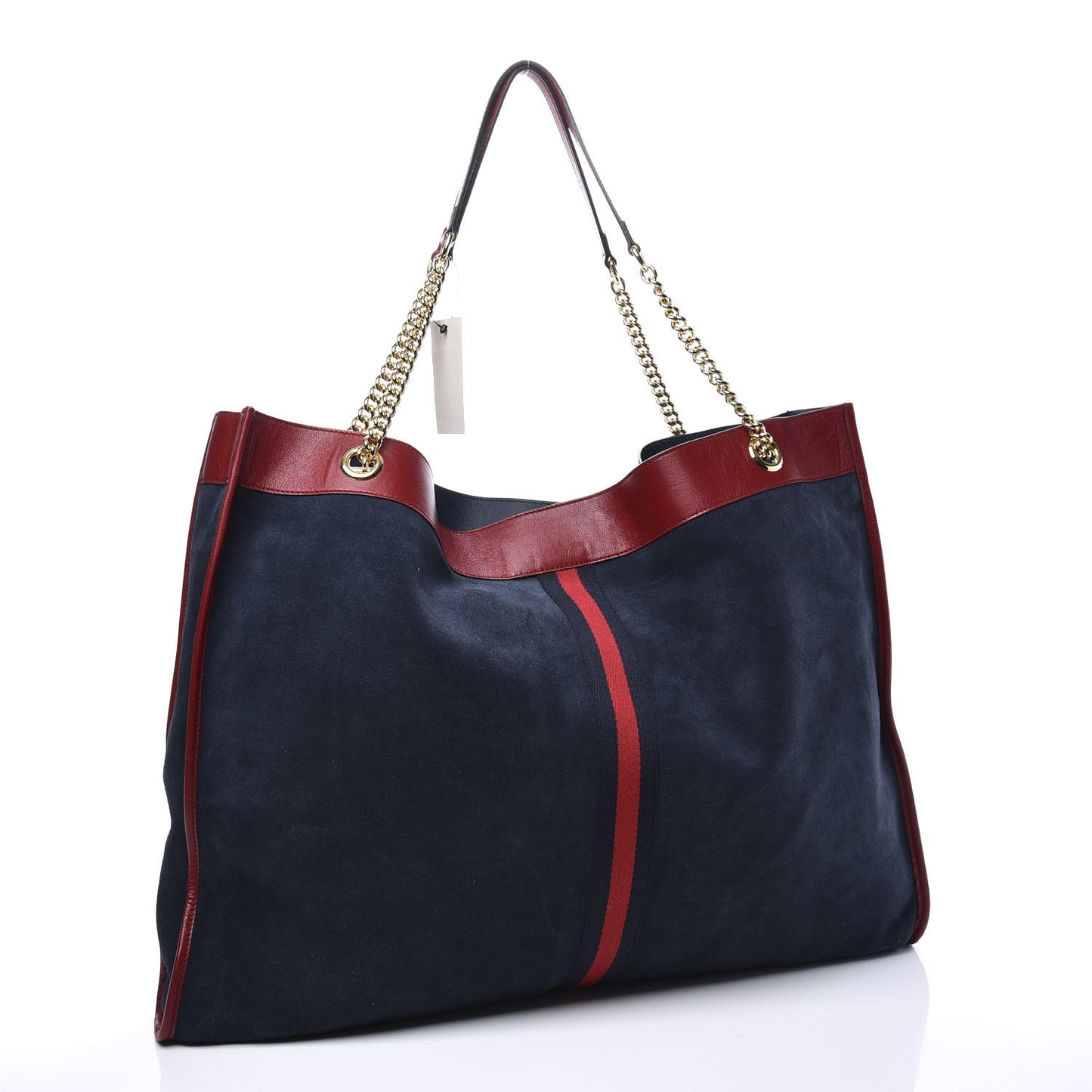 Suede Calfskin Maxi Rajah Chain Tote New Blue Romantic Cherry