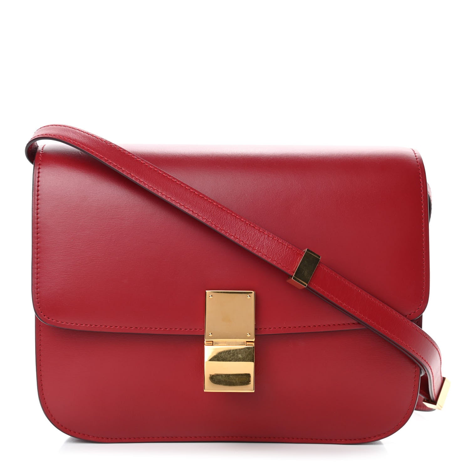 Celine Box Calfskin Medium Classic Box Flap Bag Red 1 of 4