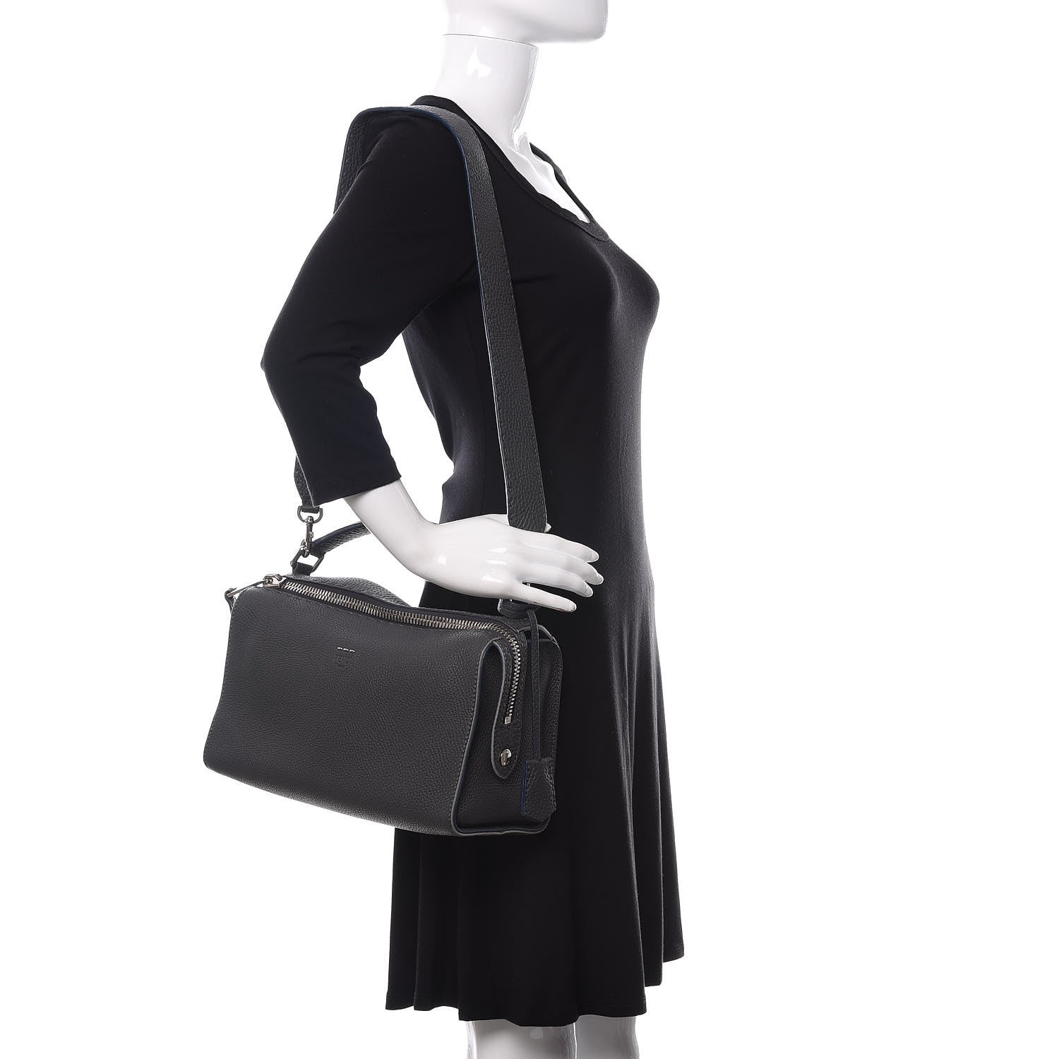Fendi Cuoio Romano Selleria Lei Boston Tote Asfalto 2 of 11