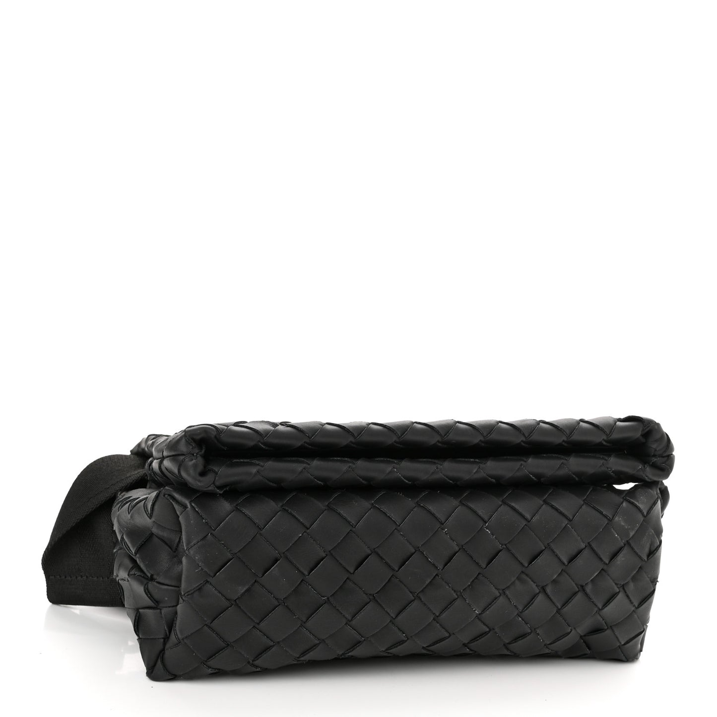 Nappa Intrecciato Small Fold Crossbody Messenger Black