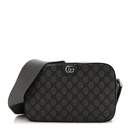 Gucci GG Supreme Monogram Textured Dollar Calfskin Ophidia Shoulder Bag Grey Black Graphite Grey 1 of 10